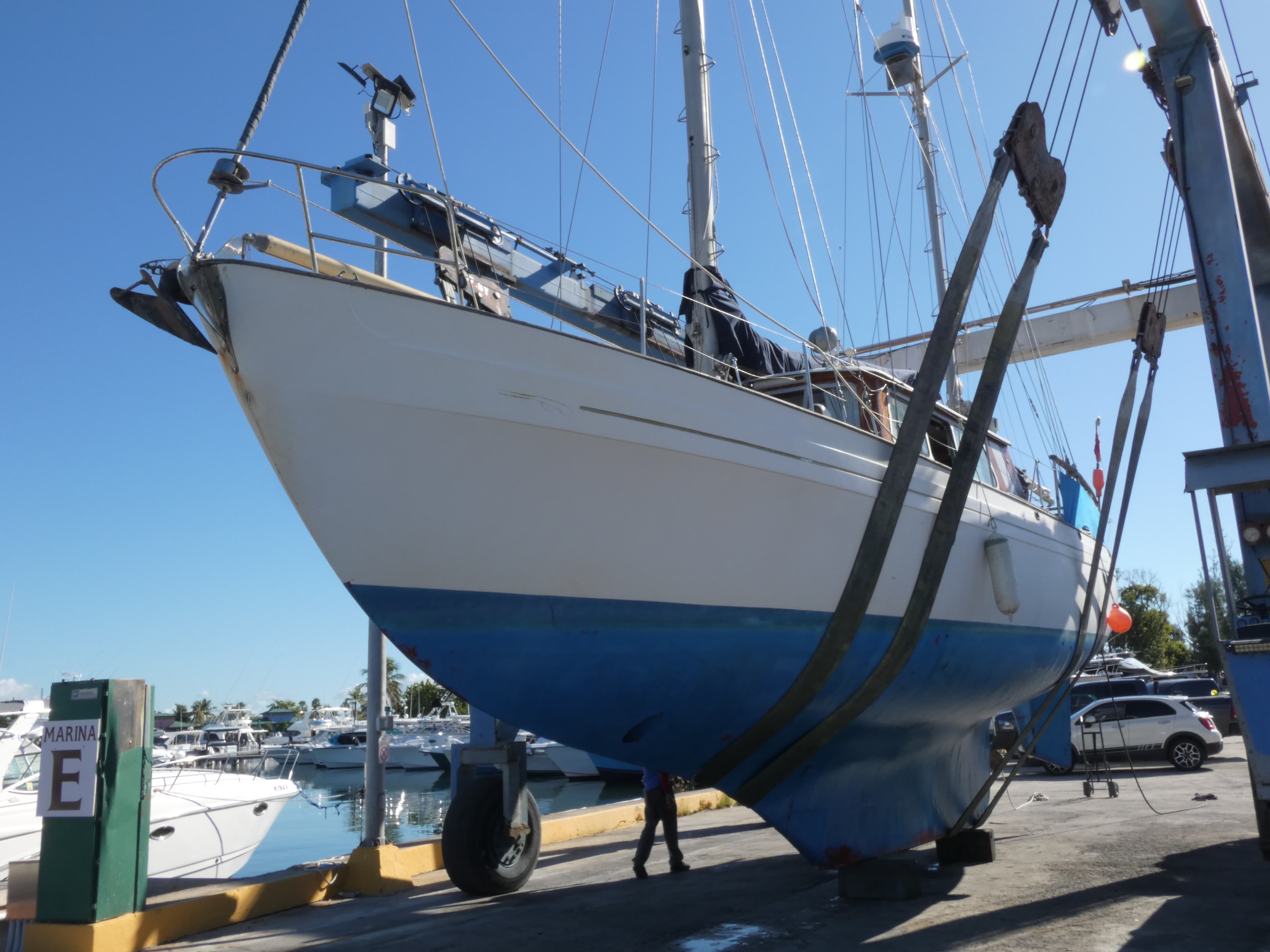 Mahalkita, the Moody Carbineer 44, out of the water before the sinking