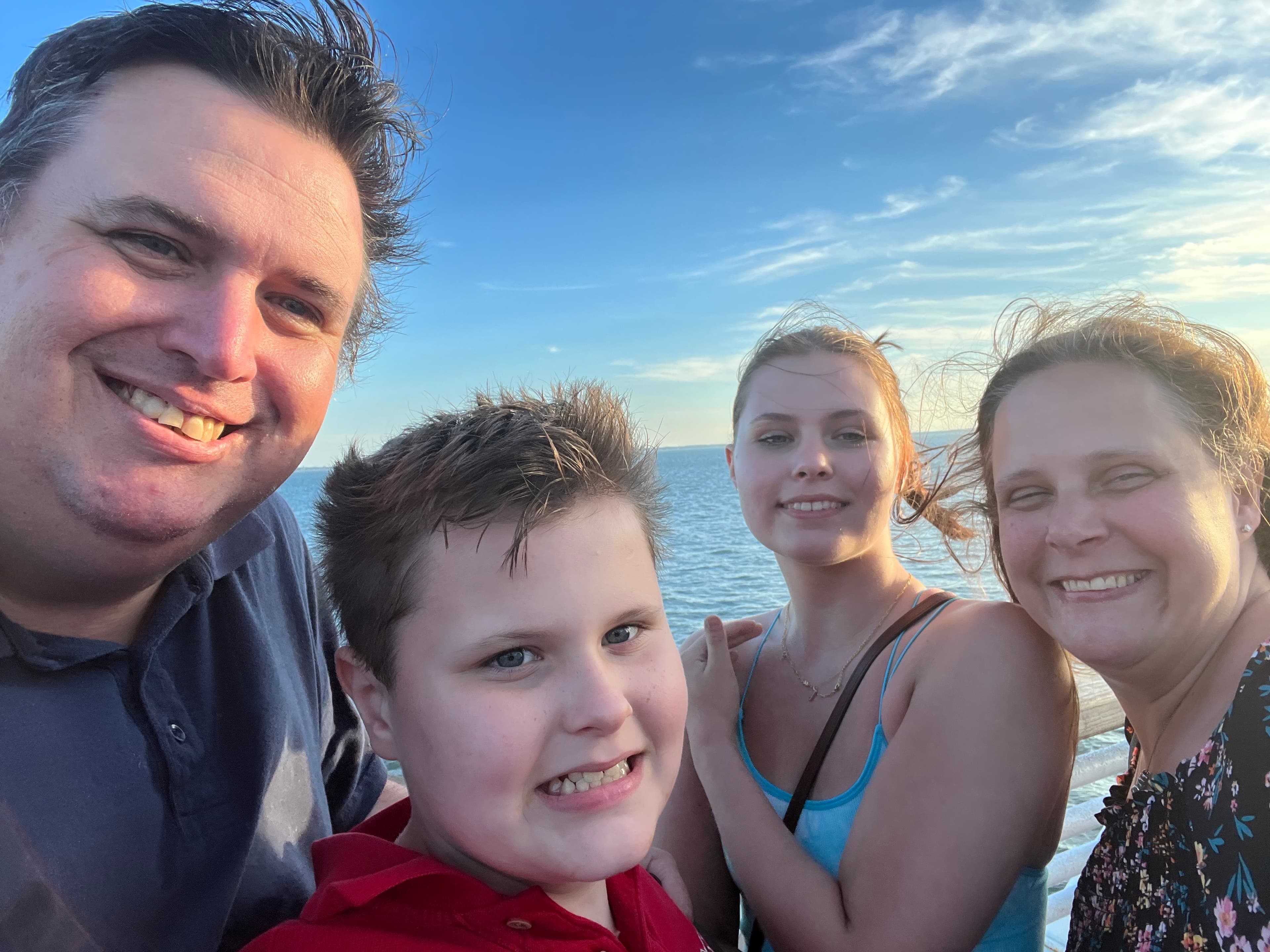 The family aboard the Lewes–Cape May Ferry in 2022